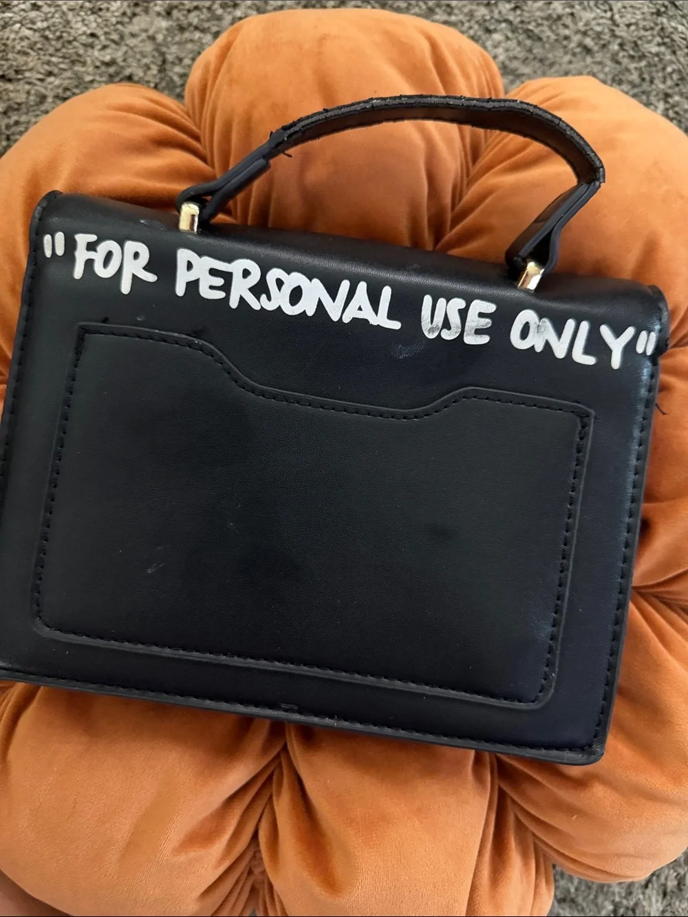 Off-White Black faux Leather Top-Handle Bag with White Graffiti “logo”